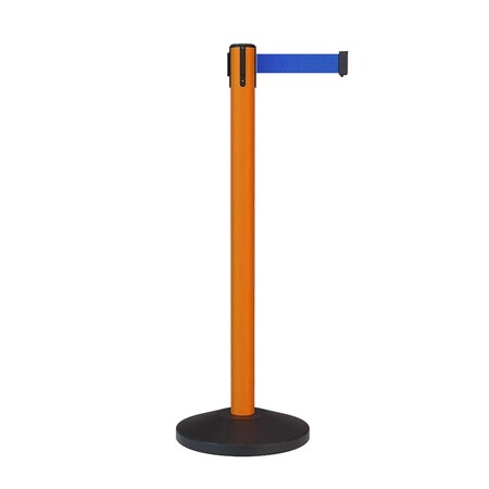 Montour Line Stanchion Belt Barrier Orange Post 11ft. Blue Belt ES400-OR-BL-110